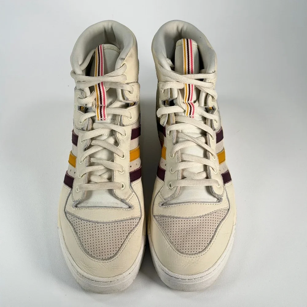 Adidas x Eric Emanuel Rivalry Hi Shoes Mens 10.5 White Leather High Top Sneakers